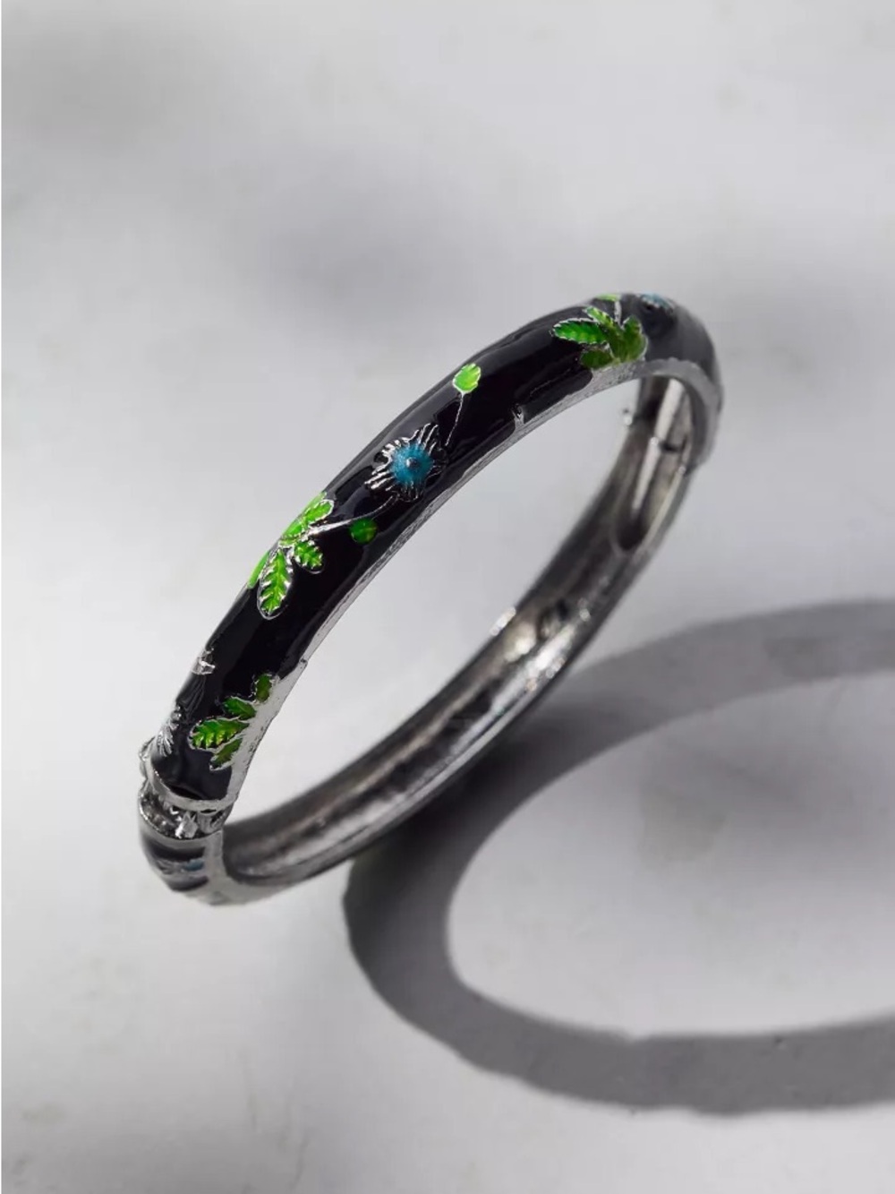 Jane Enameled Floral Bangle Bracelet